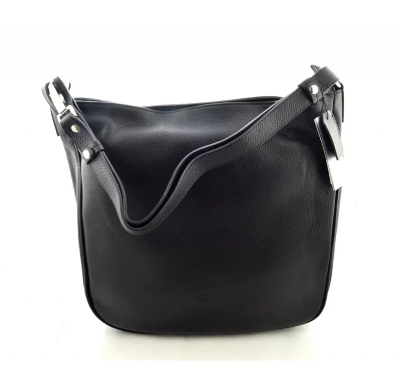 DÁMSKÁ KOŽENÁ KABELKA VELKÁ CROSSBODY ČERNÁ