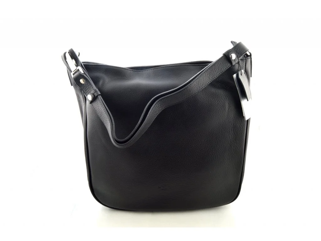 DÁMSKÁ KOŽENÁ KABELKA VELKÁ CROSSBODY ČERNÁ